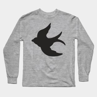 Black Flying Swallow Long Sleeve T-Shirt